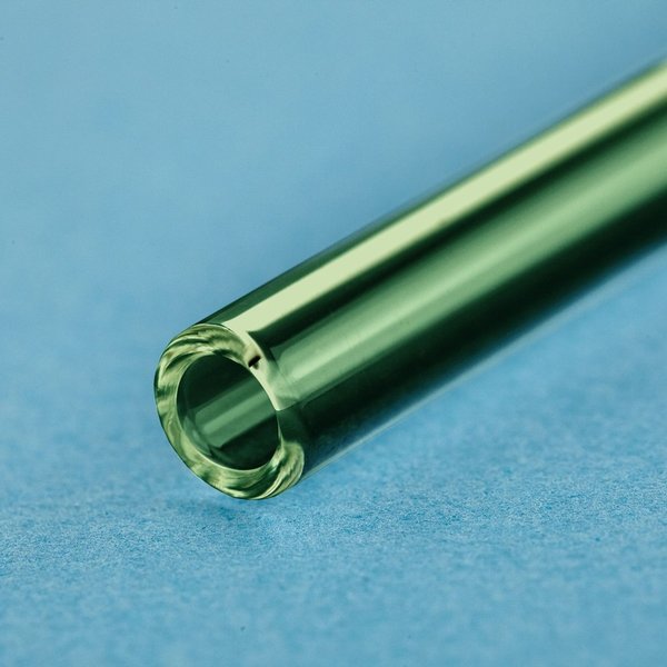 Strohhalme (23cm) aus grünem Glas - gebogen 6er Set